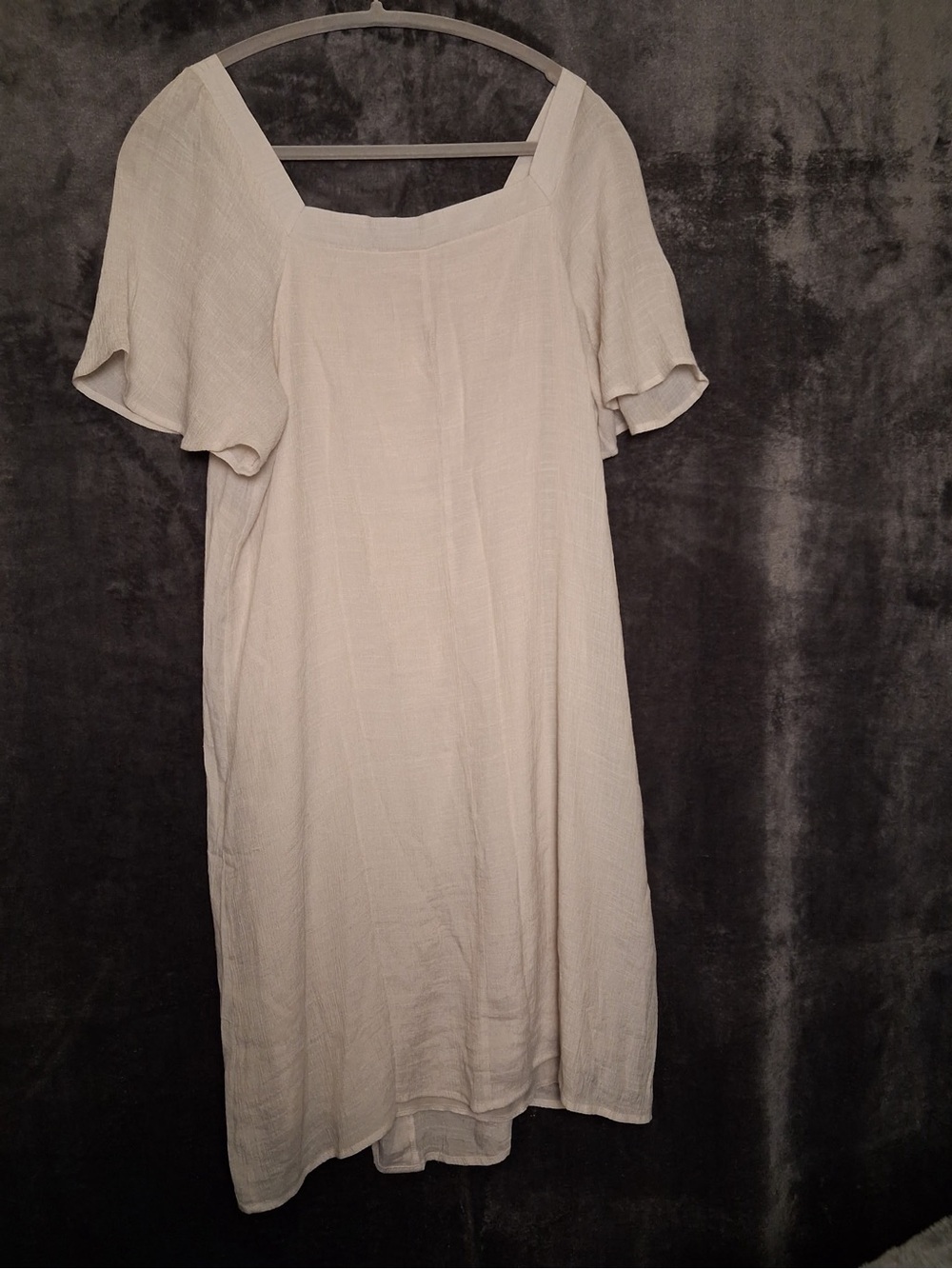 NAIF Cream Button-Front Square Neck Tunic Dress - Picture 5 of 6